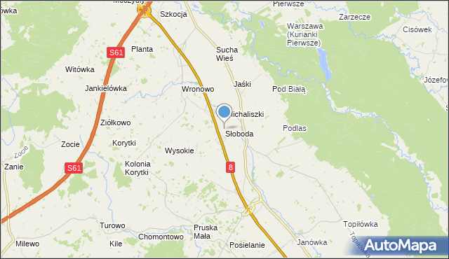 mapa Słoboda, Słoboda gmina Raczki na mapie Targeo