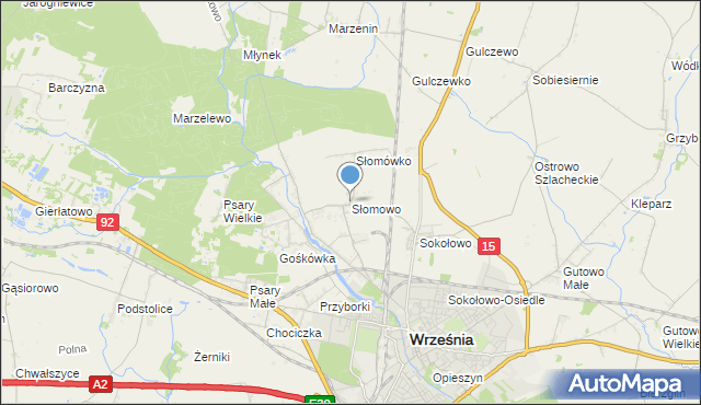 mapa Słomowo, Słomowo gmina Września na mapie Targeo