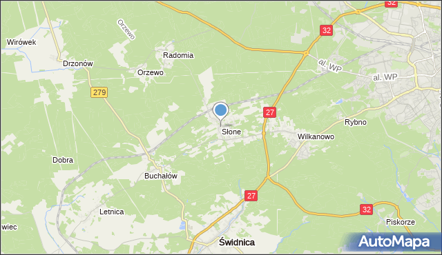mapa Słone, Słone gmina Świdnica na mapie Targeo