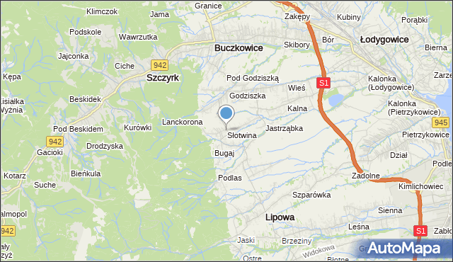 mapa Słotwina, Słotwina gmina Lipowa na mapie Targeo