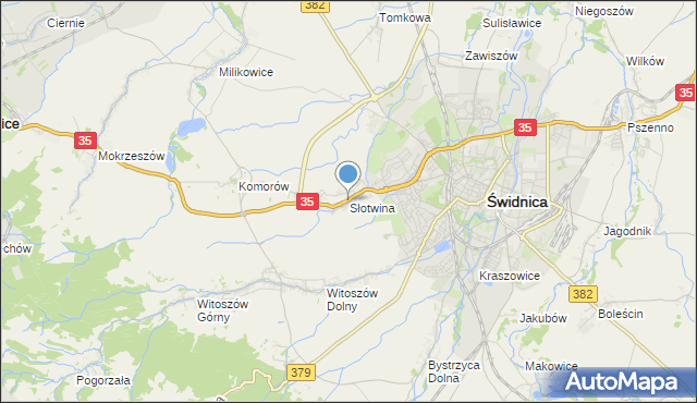 mapa Słotwina, Słotwina gmina Świdnica na mapie Targeo