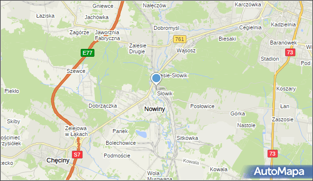 mapa Słowik, Słowik gmina Sitkówka-Nowiny na mapie Targeo