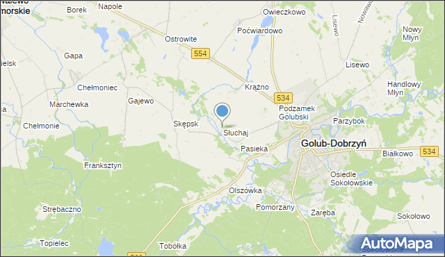 mapa Słuchaj, Słuchaj na mapie Targeo