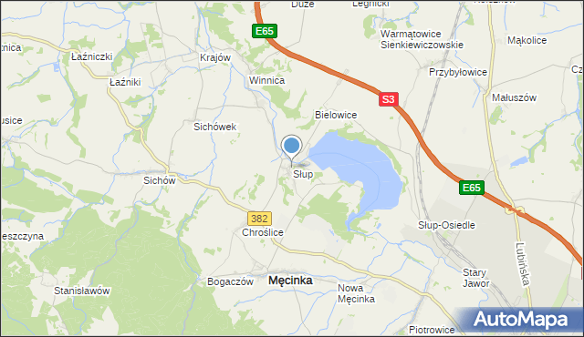 mapa Słup, Słup gmina Męcinka na mapie Targeo