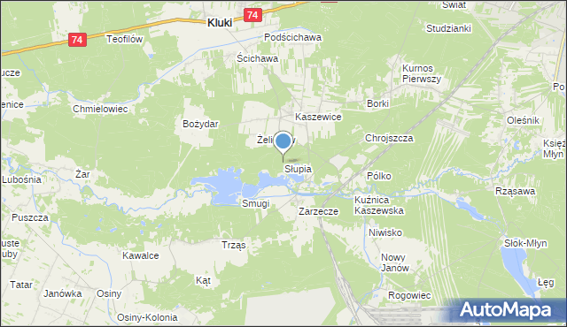 mapa Słupia, Słupia gmina Kluki na mapie Targeo