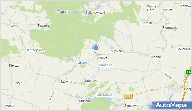 mapa Słupice, Słupice gmina Łagiewniki na mapie Targeo