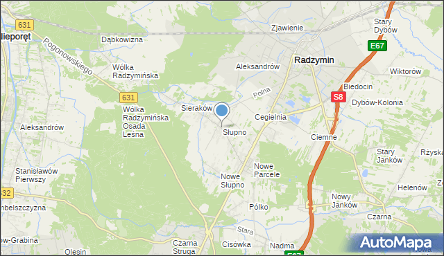 mapa Słupno, Słupno gmina Radzymin na mapie Targeo