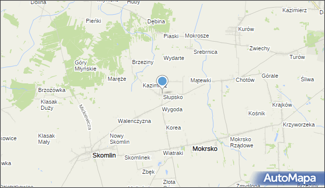 mapa Słupsko, Słupsko gmina Mokrsko na mapie Targeo