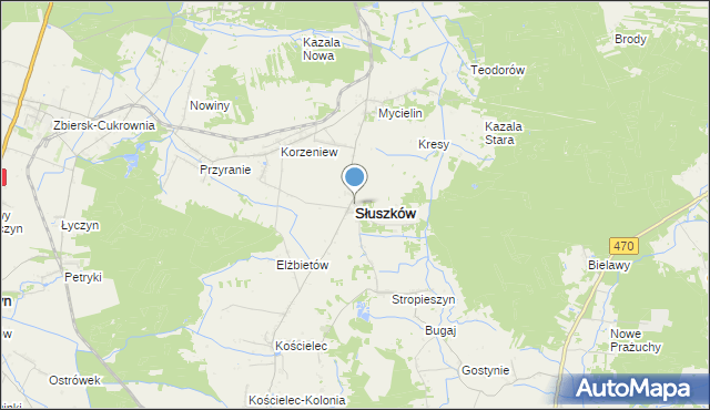 mapa Słuszków, Słuszków na mapie Targeo