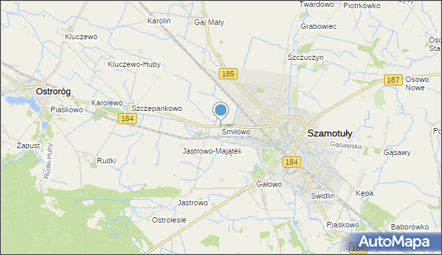 mapa Śmiłowo, Śmiłowo gmina Szamotuły na mapie Targeo