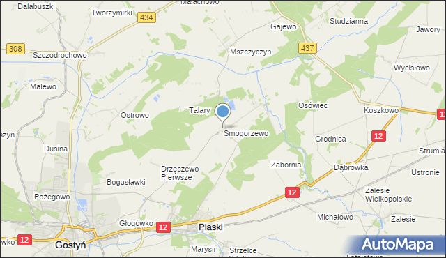mapa Smogorzewo, Smogorzewo gmina Piaski na mapie Targeo