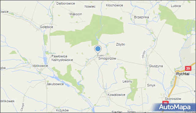 mapa Smogorzów, Smogorzów gmina Namysłów na mapie Targeo