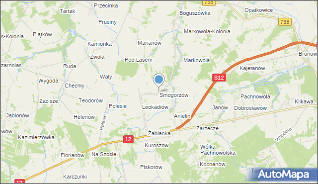 mapa Smogorzów, Smogorzów gmina Puławy na mapie Targeo