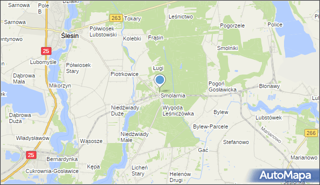 mapa Smolarnia, Smolarnia gmina Ślesin na mapie Targeo