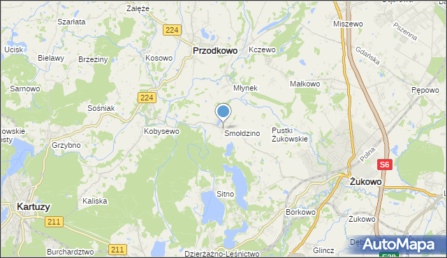 mapa Smołdzino, Smołdzino gmina Przodkowo na mapie Targeo