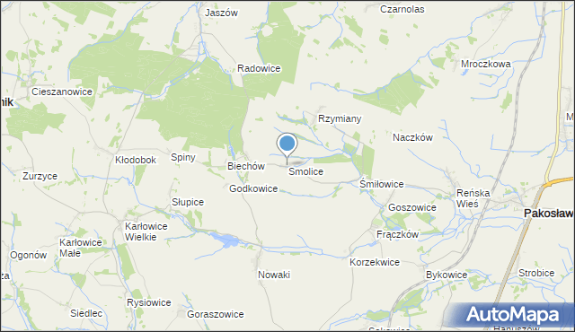 mapa Smolice, Smolice gmina Pakosławice na mapie Targeo