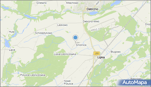 mapa Smolnica, Smolnica gmina Lipka na mapie Targeo