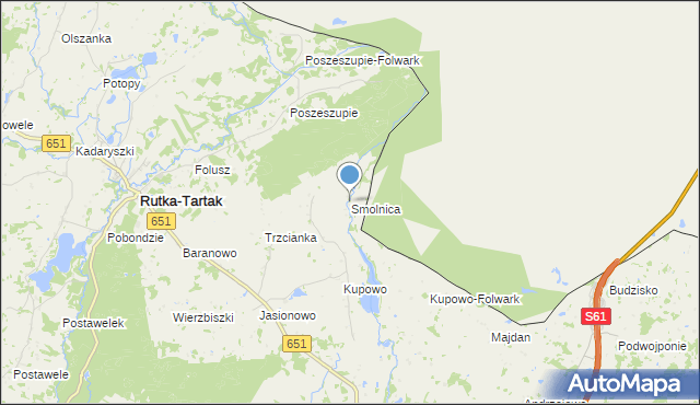 mapa Smolnica, Smolnica gmina Rutka-Tartak na mapie Targeo