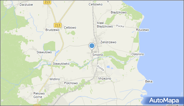 mapa Smolno, Smolno gmina Puck na mapie Targeo