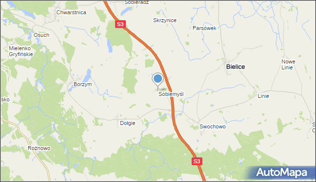 mapa Sobiemyśl, Sobiemyśl na mapie Targeo