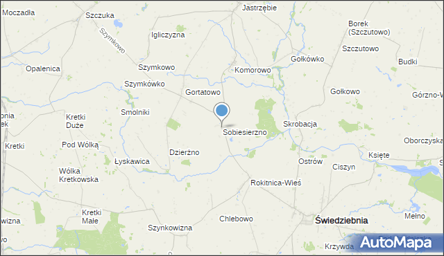 mapa Sobiesierzno, Sobiesierzno na mapie Targeo