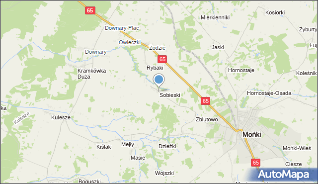 mapa Sobieski, Sobieski gmina Mońki na mapie Targeo