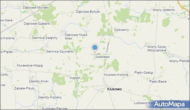 mapa Sobolewo, Sobolewo gmina Klukowo na mapie Targeo