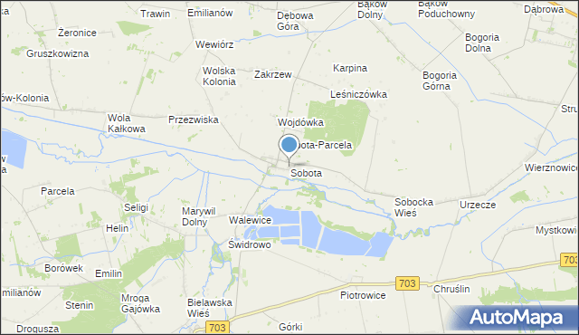 mapa Sobota, Sobota gmina Bielawy na mapie Targeo