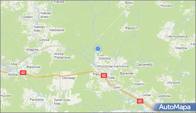 mapa Sobótka, Sobótka gmina Bliżyn na mapie Targeo