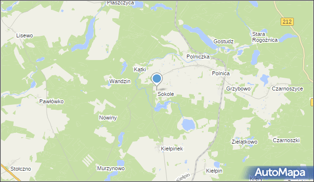 mapa Sokole, Sokole gmina Człuchów na mapie Targeo