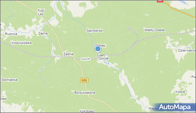 mapa Sokole, Sokole gmina Michałowo na mapie Targeo