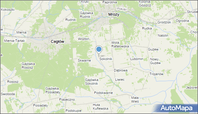 mapa Sokolnik, Sokolnik gmina Mrozy na mapie Targeo
