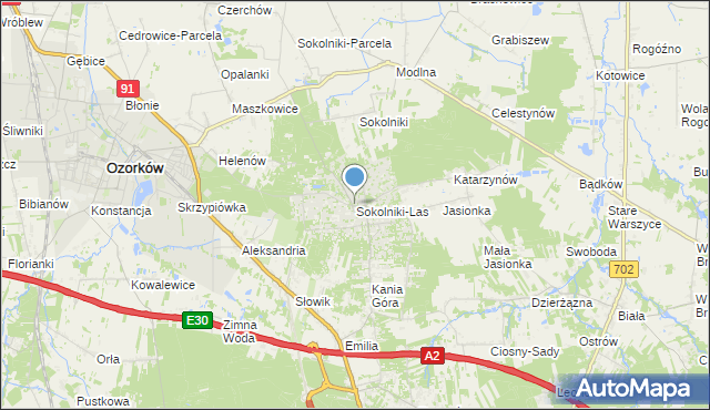 mapa Sokolniki-Las, Sokolniki-Las na mapie Targeo