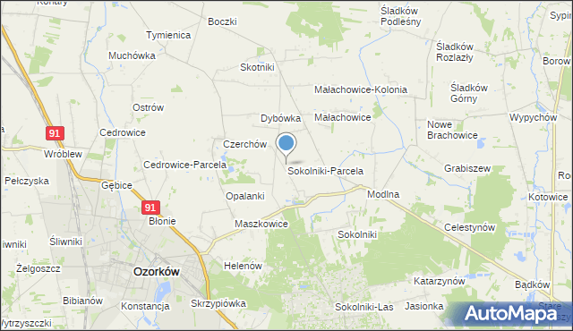 mapa Sokolniki-Parcela, Sokolniki-Parcela na mapie Targeo