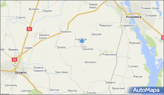 mapa Sokolniki, Sokolniki gmina Kruszwica na mapie Targeo