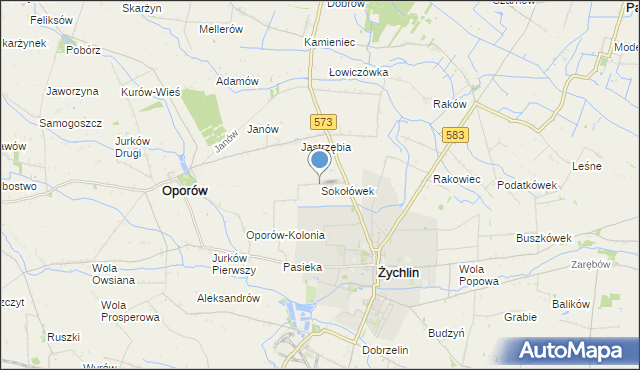 mapa Sokołówek, Sokołówek gmina Żychlin na mapie Targeo