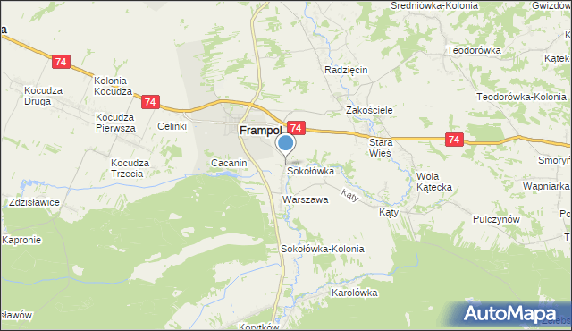 mapa Sokołówka, Sokołówka gmina Frampol na mapie Targeo