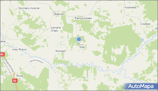 mapa Sołki, Sołki gmina Rajgród na mapie Targeo