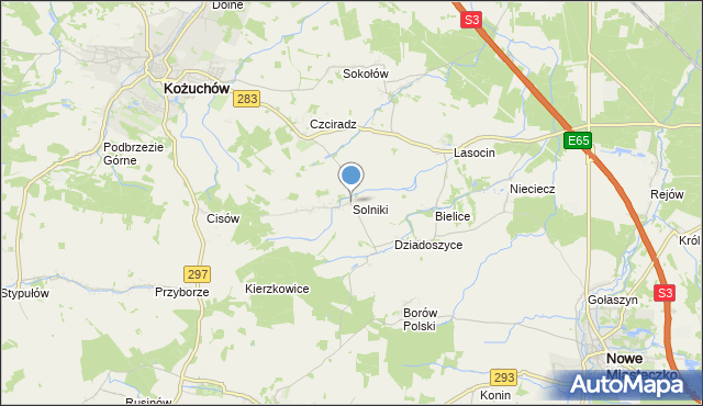 mapa Solniki, Solniki gmina Kożuchów na mapie Targeo
