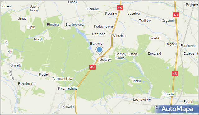 mapa Sołtysy, Sołtysy gmina Praszka na mapie Targeo