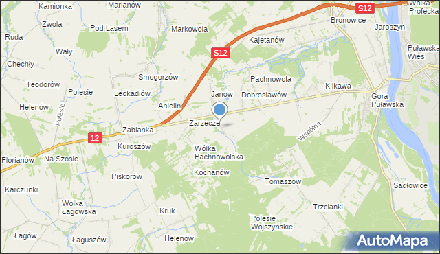 mapa Sosnów, Sosnów gmina Puławy na mapie Targeo