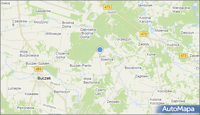 mapa Sowińce, Sowińce na mapie Targeo