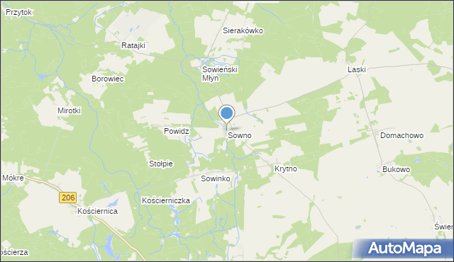 mapa Sowno, Sowno gmina Sianów na mapie Targeo