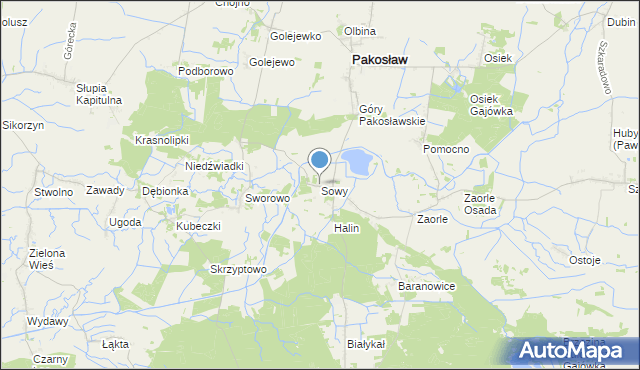 mapa Sowy, Sowy gmina Pakosław na mapie Targeo