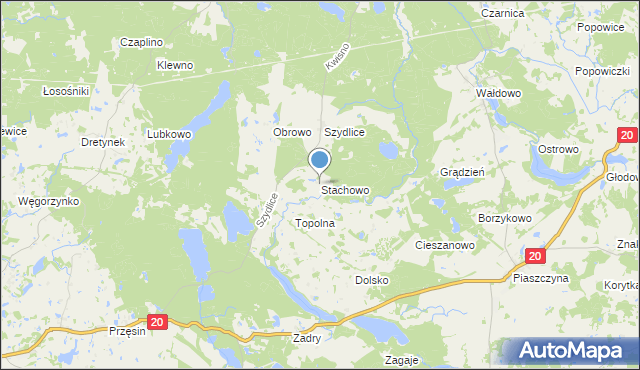 mapa Stachowo, Stachowo gmina Miastko na mapie Targeo