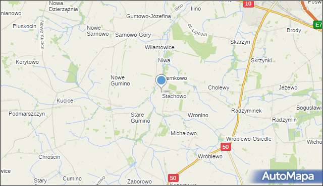 mapa Stachowo, Stachowo gmina Naruszewo na mapie Targeo