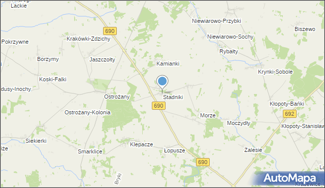mapa Stadniki, Stadniki gmina Grodzisk na mapie Targeo