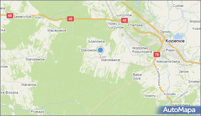 mapa Stanisławice, Stanisławice gmina Kozienice na mapie Targeo