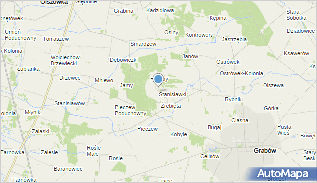 mapa Stanisławki, Stanisławki gmina Grabów na mapie Targeo