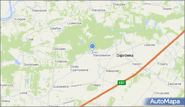 mapa Stanisławów, Stanisławów gmina Dąbrówka na mapie Targeo